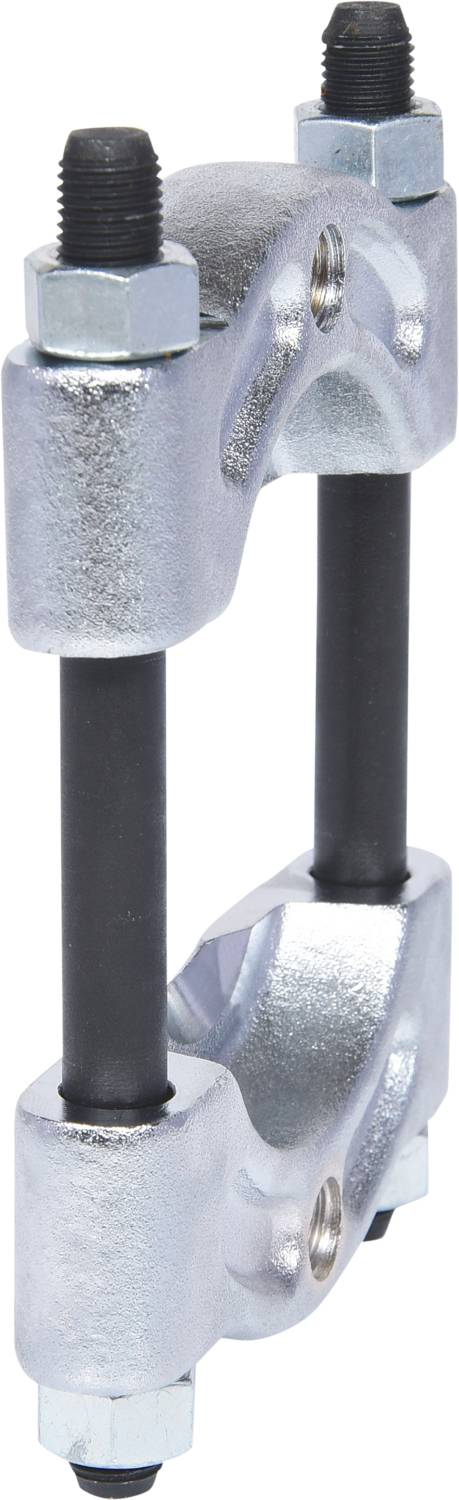 Metallschelle mit zwei Schrauben und Muttern, zur Befestigung von Stangen oder Rohren, silberne Farbe, zylindrische Form.