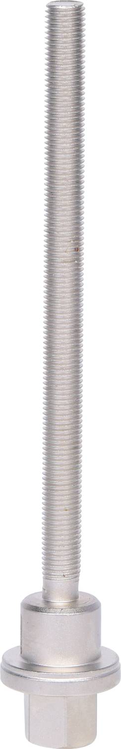 Lange Metallschraube mit Gewinde und sechseckigem Kopf, oft verwendet für Befestigungen in technischen oder mechanischen Anwendungen.