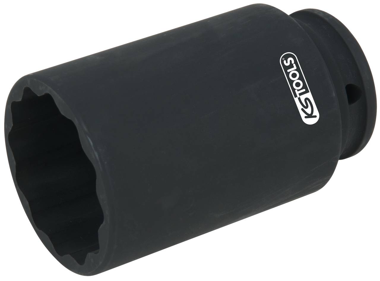 Schwarzer Steckschlüsselaufsatz mit 'KS Tools'-Logo, zylindrisch geformt, für große Muttern und Schrauben geeignet.
