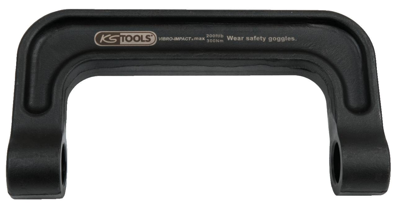 Ein Metallbügel mit zwei Endstücken, markiert mit 'KS Tools' und 'Wear safety goggles'. Empfohlen für den Einsatz mit Schutzbrille.