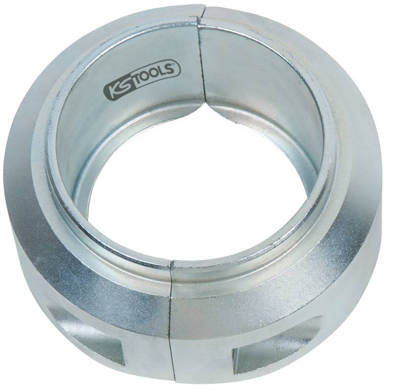 Metallische Rohrverschraubung von KS Tools, zylindrische Form, mit zentralem Schlitz und Logo auf der Oberfläche.