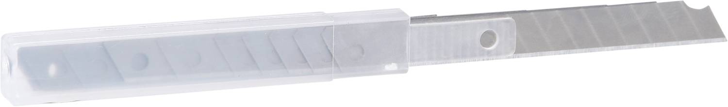 Transparente Plastikbox mit herausragenden grauen Klingen