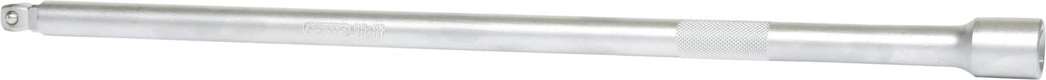 Silberfarbener Metallstab, zylindrisch und glatt, vor weißem Hintergrund. Hauptsächlich mechanisches oder technisches Element.