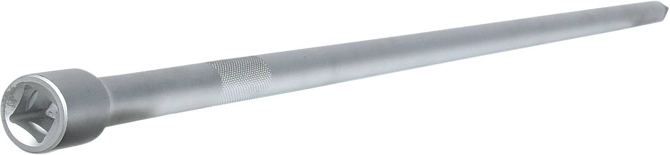 Langer, silberner Verlängerungsstab mit sechseckiger Öffnung an einem Ende, verwendet zur Verlängerung von Werkzeugreichweite.