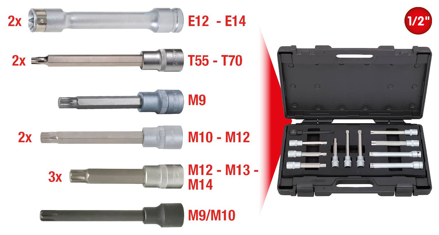 KS Tools 911.4460 1/2" Zylinderkopf-Schrauben-Steckschlüssel-Satz, 11-tlg