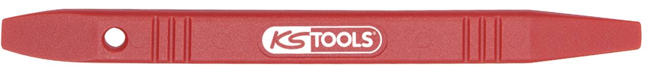 Ein rotes Kunststoffwerkzeug mit der Aufschrift ‚KS Tools‘, vermutlich ein Hebel- oder Montierwerkzeug.