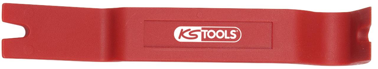Roter Kunststoffkeil mit Logo 'KS Tools', verwendet zum Lösen von Verkleidungsteilen bei Fahrzeugreparaturen.