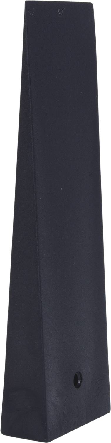 Dunkelgraue, hohe, pyramidenförmige Box mit glatter Oberfläche und einer kleinen Öffnung unten in der Mitte.