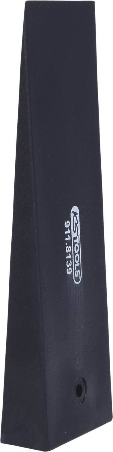 Schwarzer Kunststoffkeil mit der Aufschrift 'KS TOOLS 911.8-30', verwendet für das Anheben oder Abstützen von Objekten.