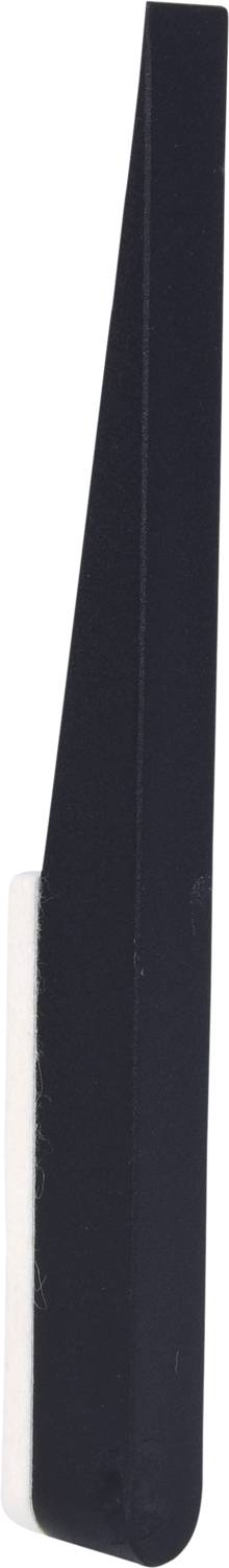 Eine schwarze Pinzette mit schräger Spitze, die zum Greifen kleiner Gegenstände oder Haare verwendet wird.