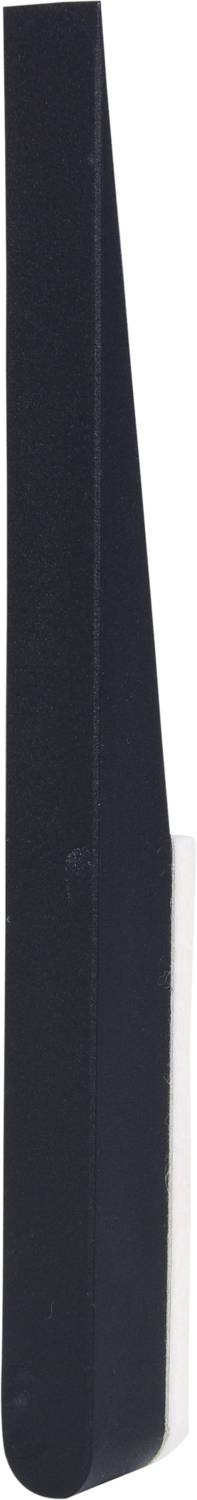 Schwarze, leicht gebogene Pinzette aus Kunststoff mit geriffelter Spitze zur präzisen Handhabung kleiner Objekte.