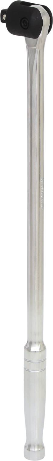 Ein Drehmomentschlüssel mit einem langen, metallischen Griff und einem schwarzen Drehkopf, verwendet zur präzisen Anzugskraftmessung.