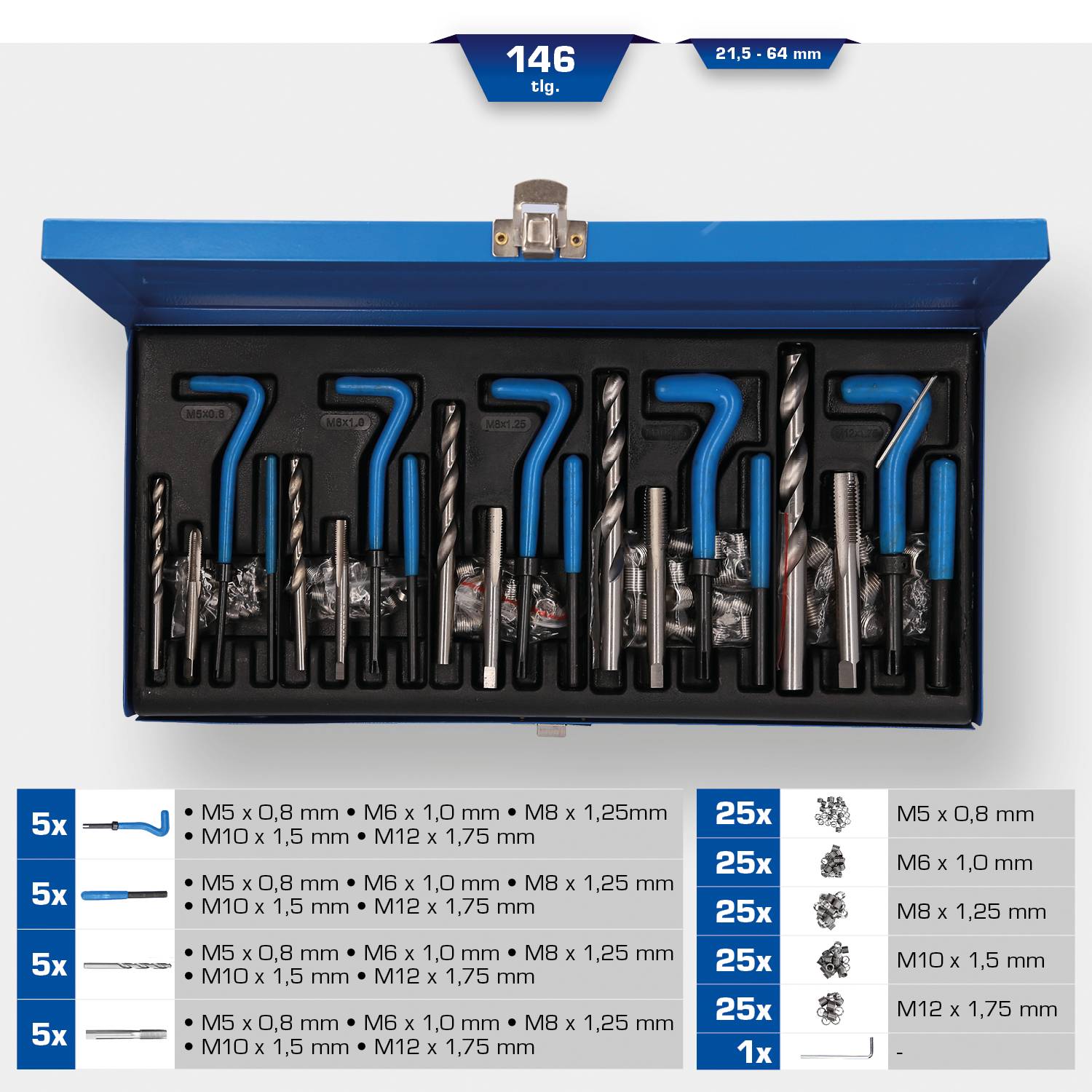 Brilliant Tools BT541150 Gewindereparatur-Satz, 131-tlg