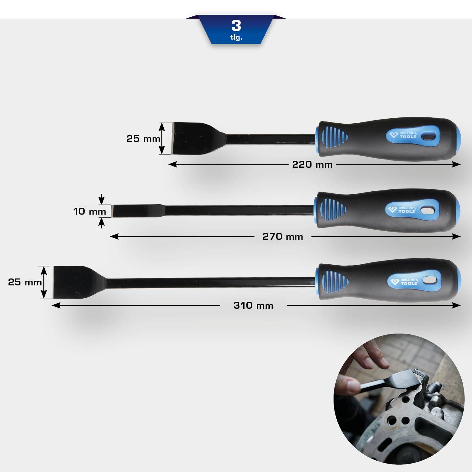 Brilliant Tools BT542025 Schaber-Satz, 3-tlg