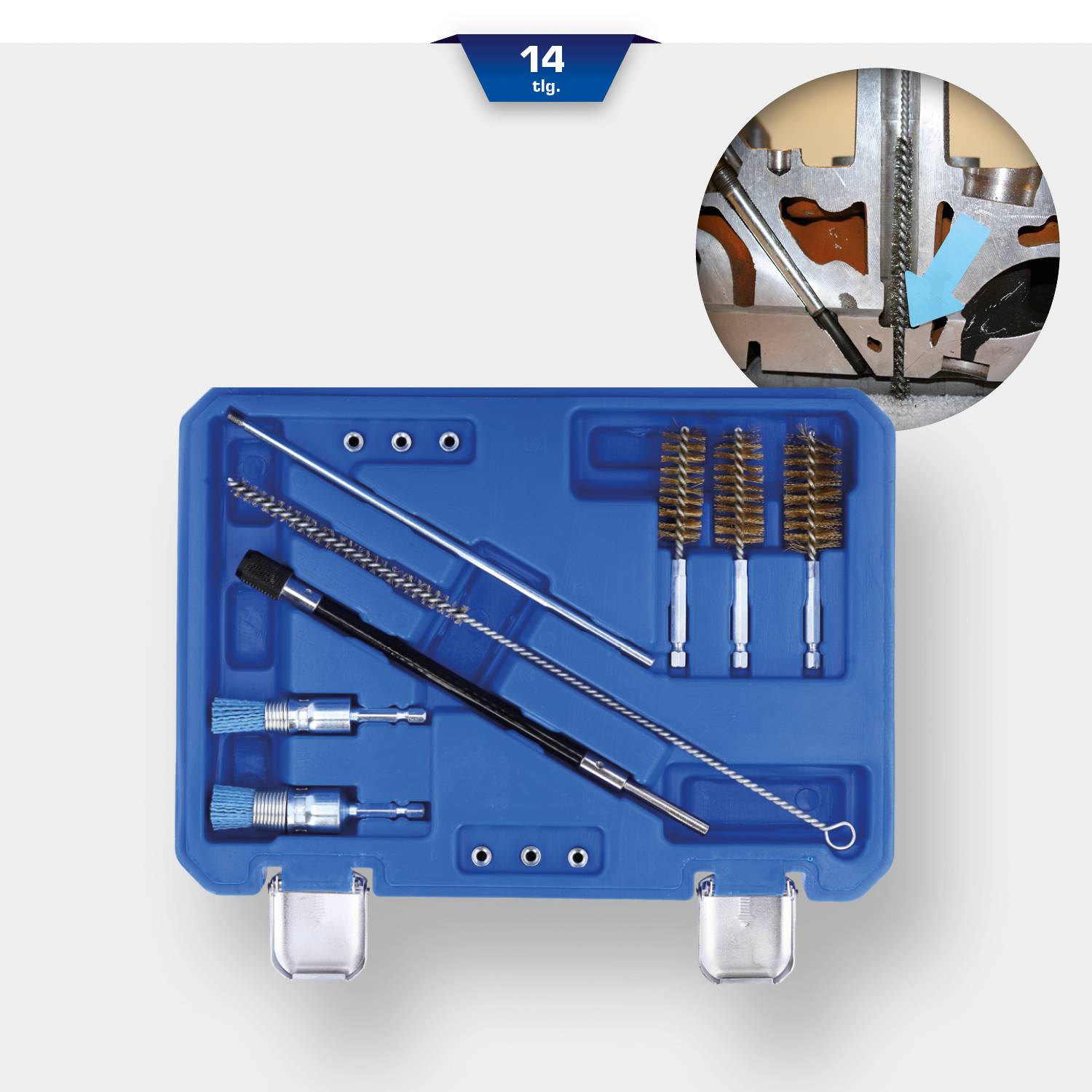 Brilliant Tools BT551380 Injektorsitz- und Schacht-Reinigungs-Satz, 14-tlg