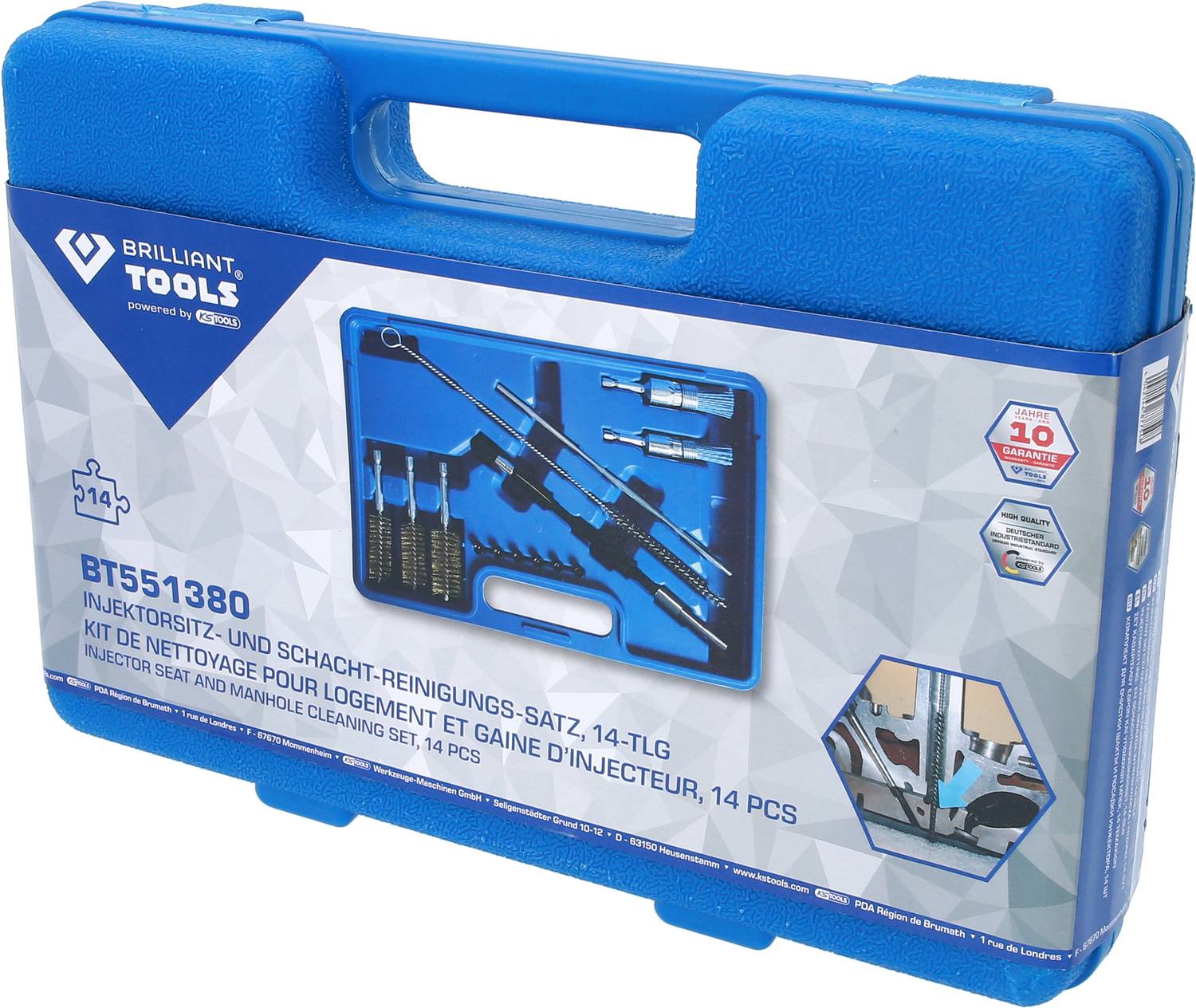 Brilliant Tools BT551380 Injektorsitz- und Schacht-Reinigungs-Satz, 14-tlg