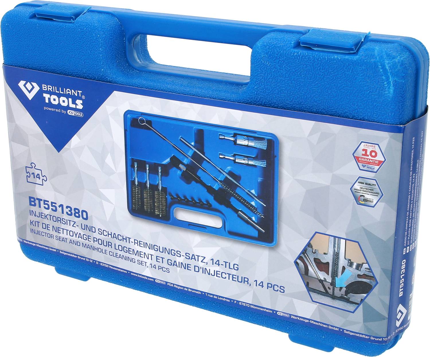 Brilliant Tools BT551380 Injektorsitz- und Schacht-Reinigungs-Satz, 14-tlg