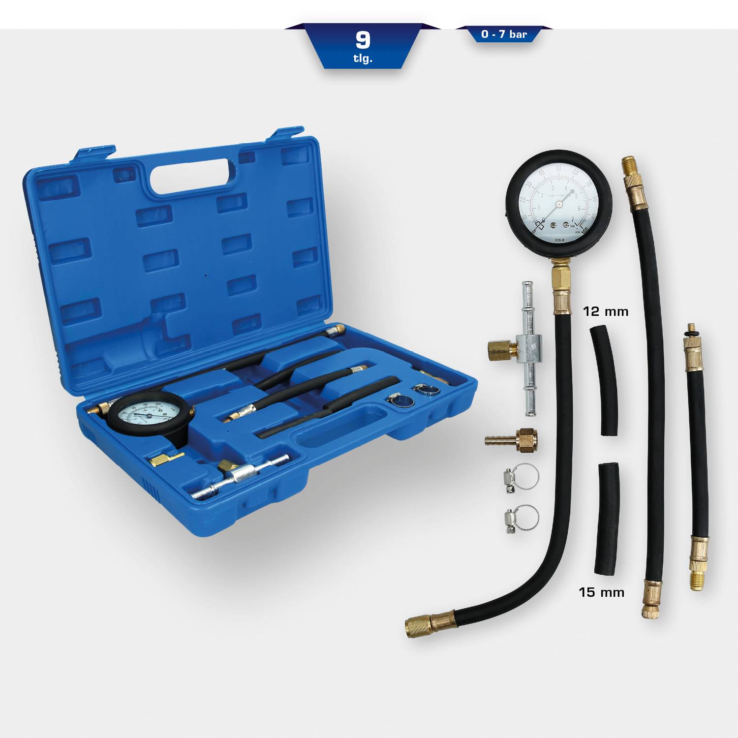 Brilliant Tools BT581250 Kraftstoff-Einspritzpumpen-Druck-Tester-Satz, 9-tlg