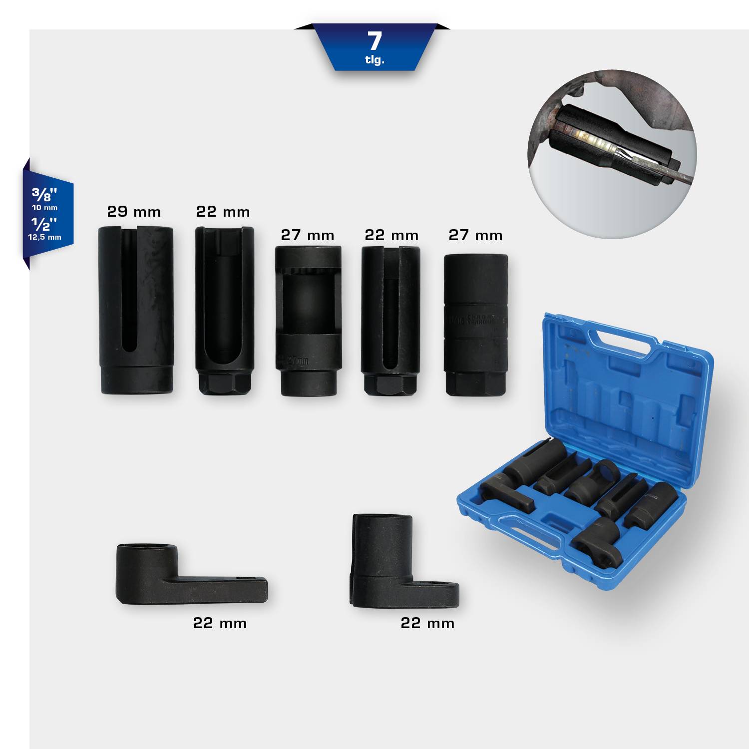 Brilliant Tools BT601020 Lambdasonden und Sensoren-Stecknuss-Satz, 7-tlg