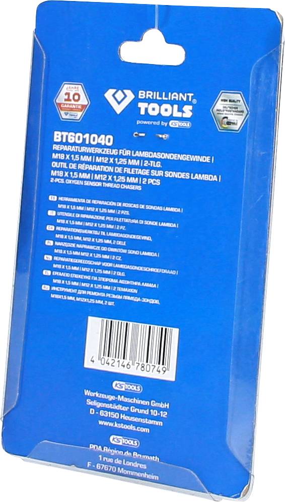 Brilliant Tools BT601040 Reparaturwerkzeug für Lambdasonden-Gewinde, M18 x 1,5 mm, M12 x 1,25 mm, 2-tlg