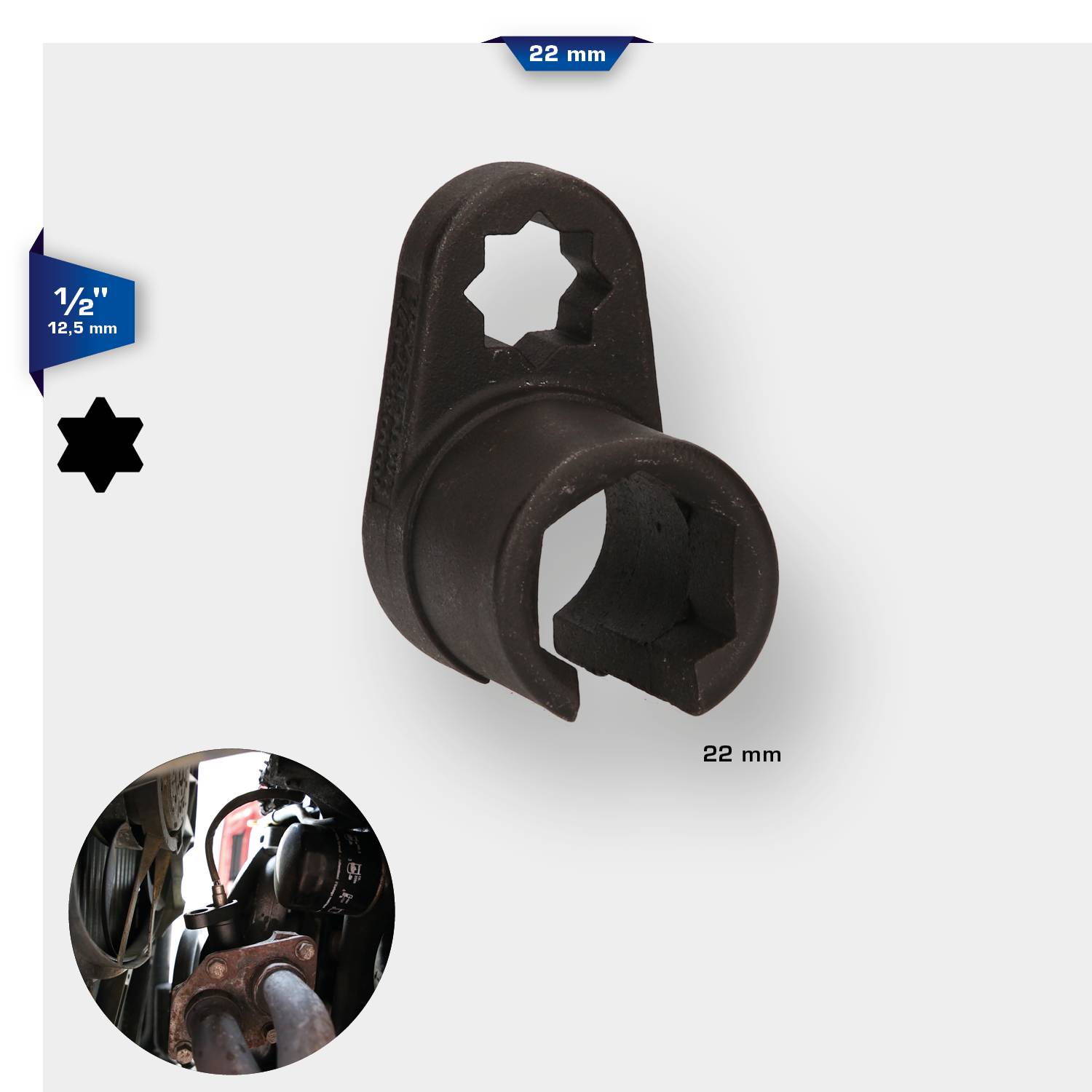 Brilliant Tools BT606001 1/2" Lambdasonden-Stecknuss, flach