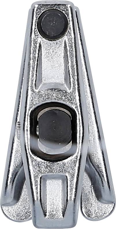 Metallischer Klipp mit schwarzem Akzent, dient zum Befestigen von Gegenständen.