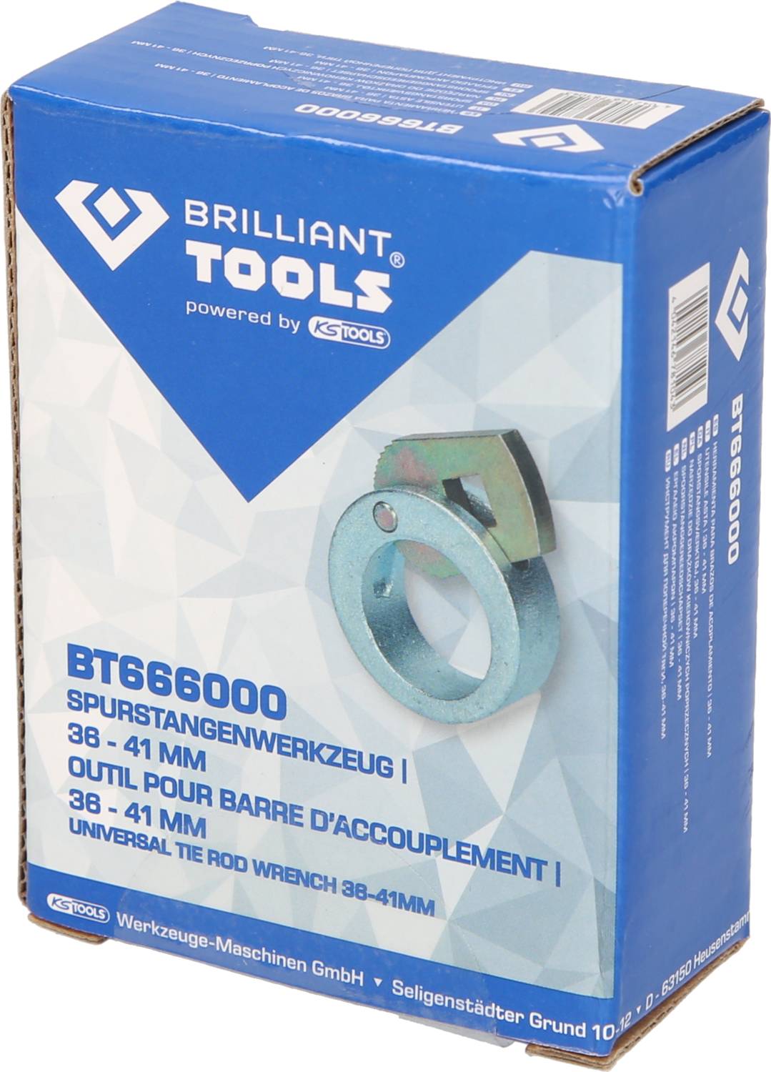 'Blauer Karton mit der Aufschrift 