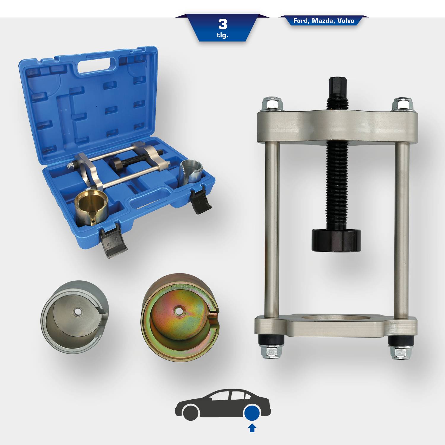 Hinterachs-Längslenkerbuchsen-Werkzeug-Satz, für Ford, Mazda, Volvo, 4-tlg Brilliant Tools BT672350