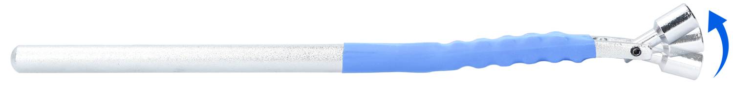 Ein blau-silbernes Expanderrohr-Werkzeug, mit einem Schraubmechanismus oben rechts, wird zur Rohrbearbeitung verwendet.