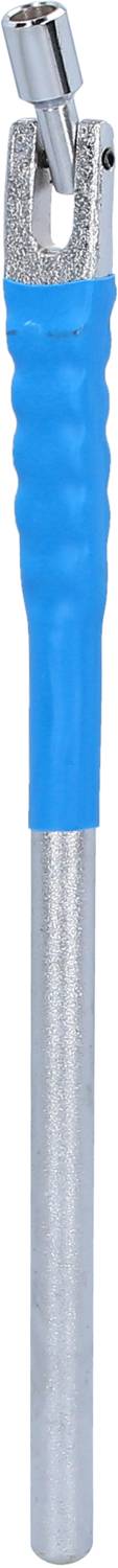 Ein blauer und silberner Feuerzeugstab mit einem metallischen Kopf, der zum Anzünden verwendet wird.