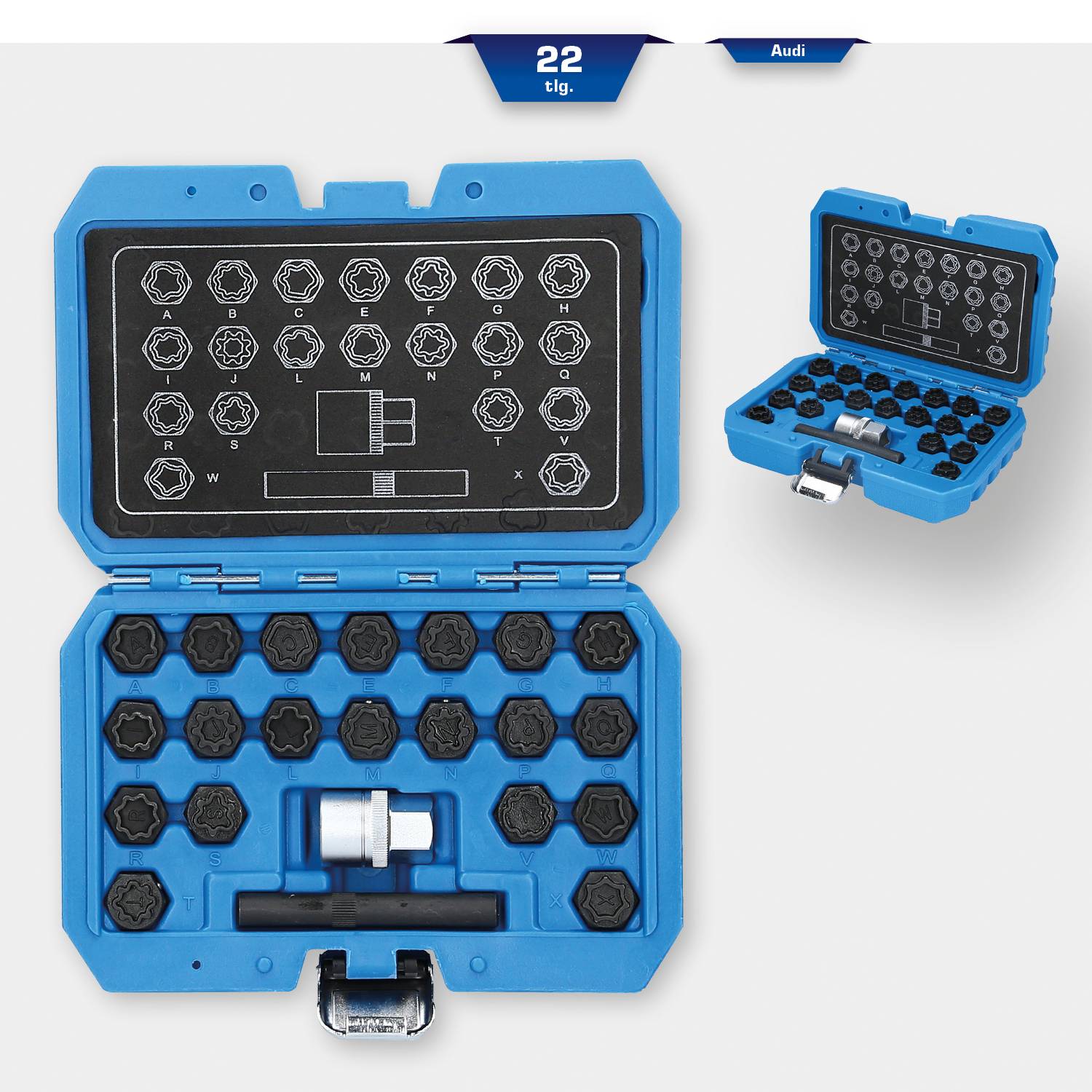 Brilliant Tools Felgenschloss-Sortiment für Audi, 22-tlg BT691360