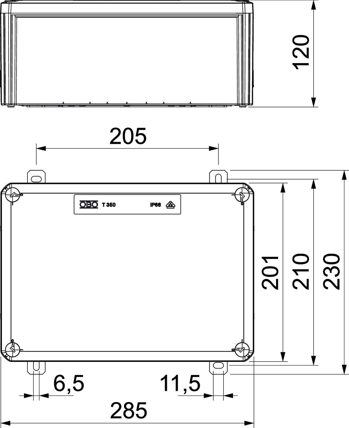 OBO Bettermann 7205786 Abzweigkasten halogenfrei (L x B) 285mm x 201mm 1St.