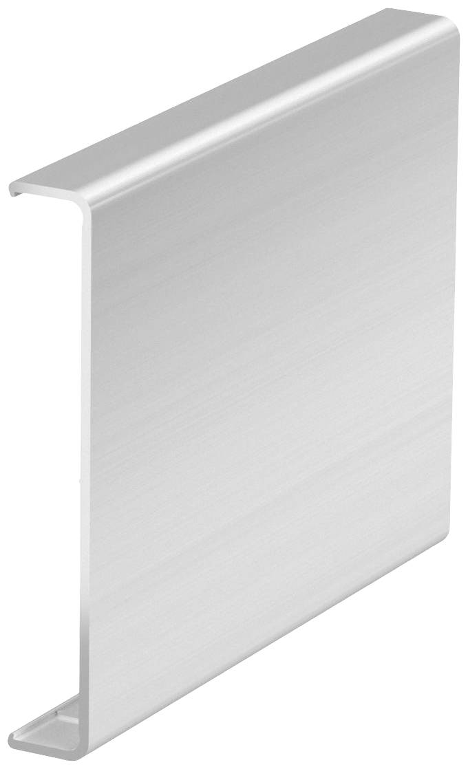 Metallprofil in L-Form, silbern und glänzend, verwendet für Konstruktionen oder Möbelbau.