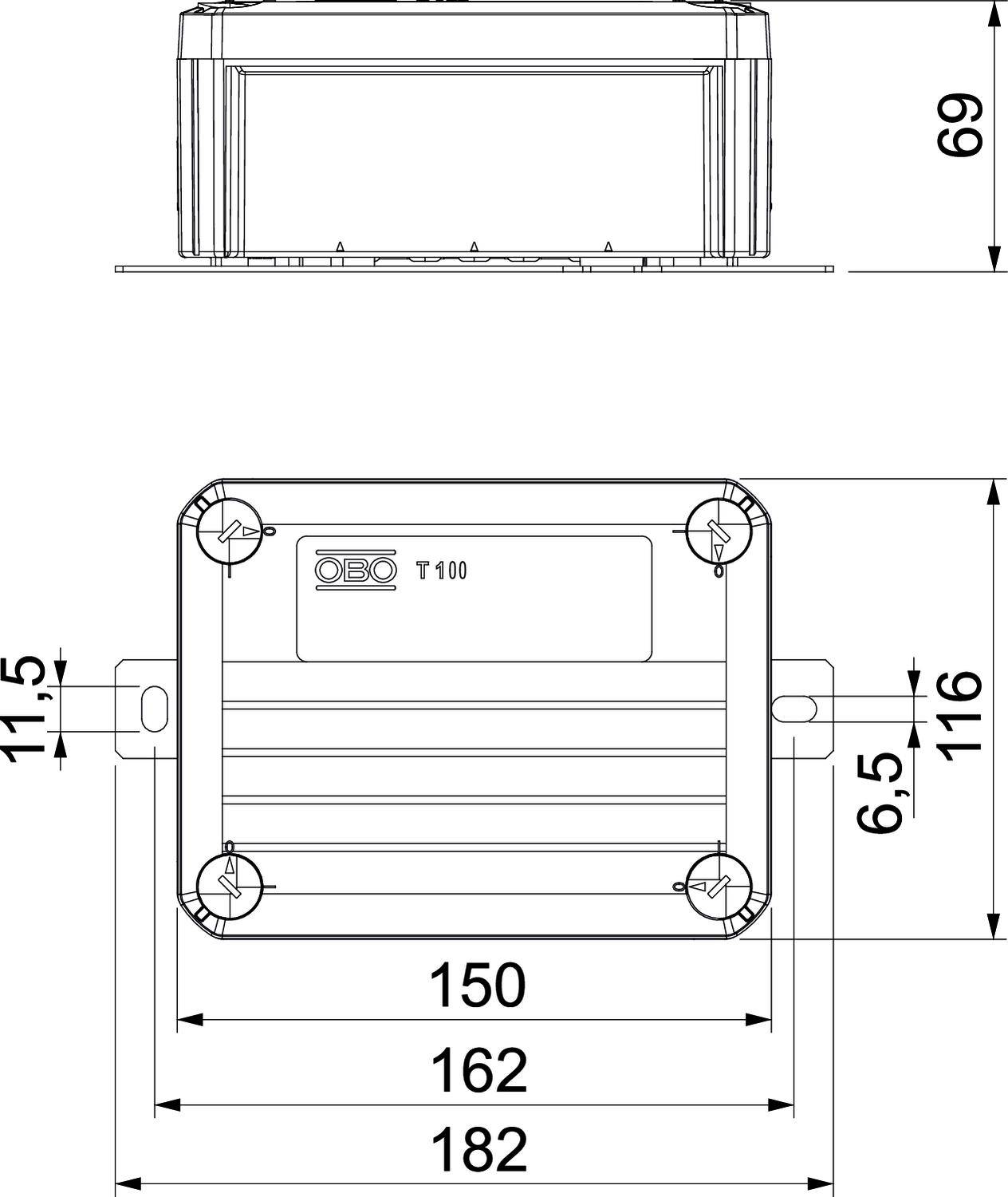 OBO Bettermann 7205780 Abzweigkasten halogenfrei (L x B) 150mm x 116mm 1St.
