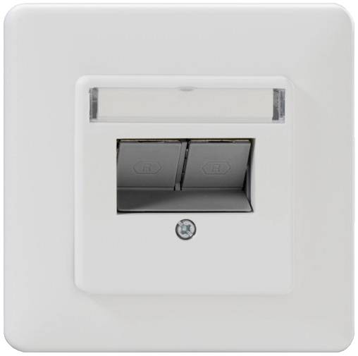 Rutenbeck UM-Cat.6A#139112071 Netzwerkdose Unterputz Einsatz mit Zentralplatte und Rahmen Weiß