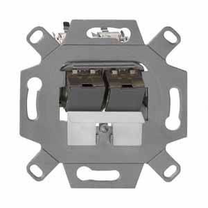 Rutenbeck UM-Cat.6A#139104032 Netzwerkdose Unterputz Einsatz mit Zentralplatte und Rahmen Grau