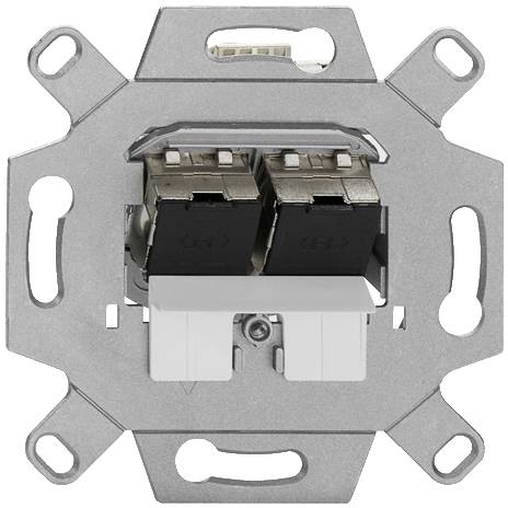 Rutenbeck UM-Cat.6A#139104072 Netzwerkdose Unterputz Einsatz mit Zentralplatte und Rahmen Grau