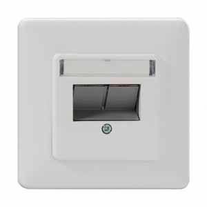 Rutenbeck UM-Cat.6A#139112032 Netzwerkdose Unterputz Einsatz mit Zentralplatte und Rahmen Weiß