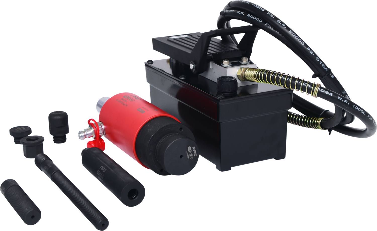 KS Tools 440.9995 Hydraulik-Einheit 22t, mit Luft-Hydraulik-Pumpe, 13-tlg