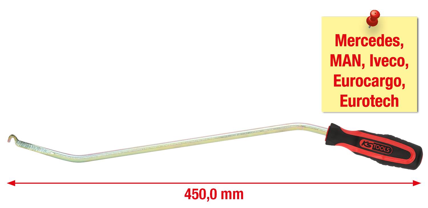 Metallstange mit Haken und Griff, Länge 450 mm. Geeignet für: Mercedes, MAN, Iveco, Eurocargo, Eurotech.
