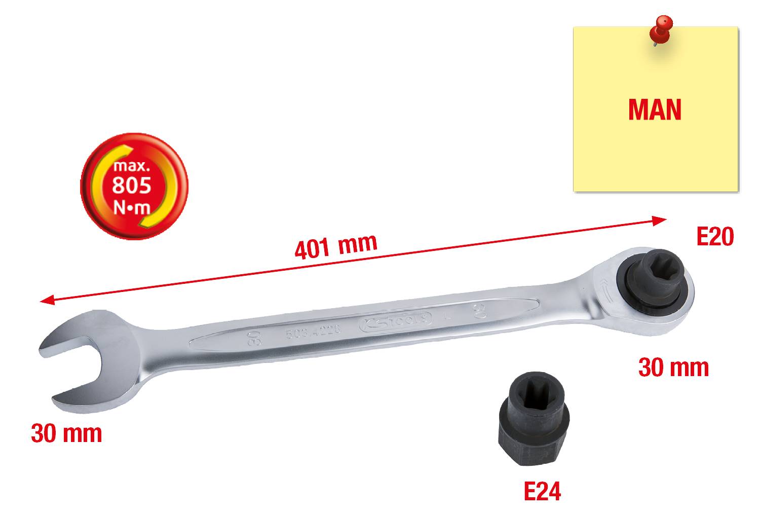 KS Tools 450.0360 MAN Bremssattelstecknuss-Satz, 3-tlg