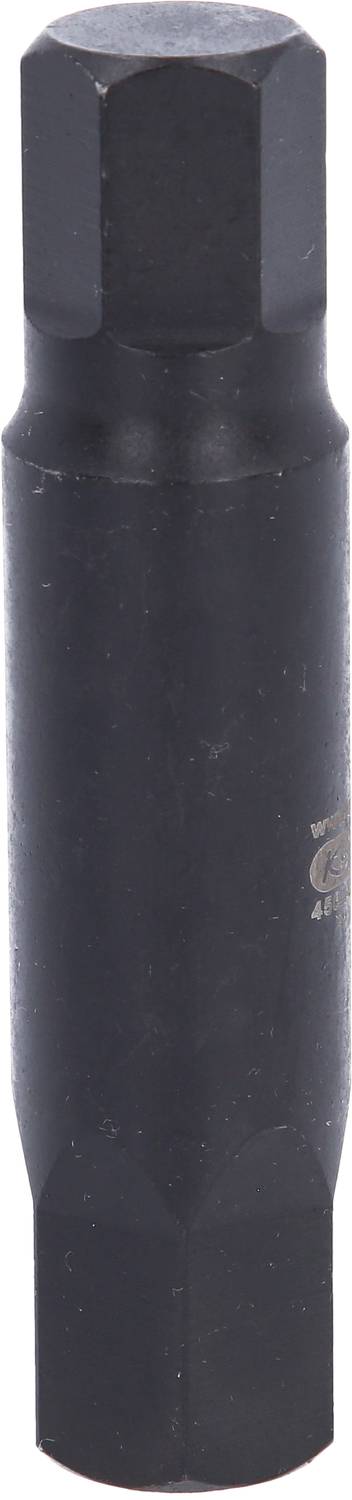 Sechskant-Bitaufsatz aus Metall, schwarz, zylindrische Form, verwendet für Schraubarbeiten mit passenden Schraubendrehern oder Bohrern.