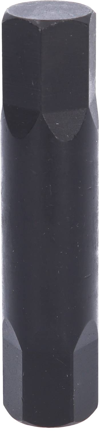 Ein hexagonaler, schwarzer Stahlbolzen, der als Maschinenteil oder Befestigungselement dient.