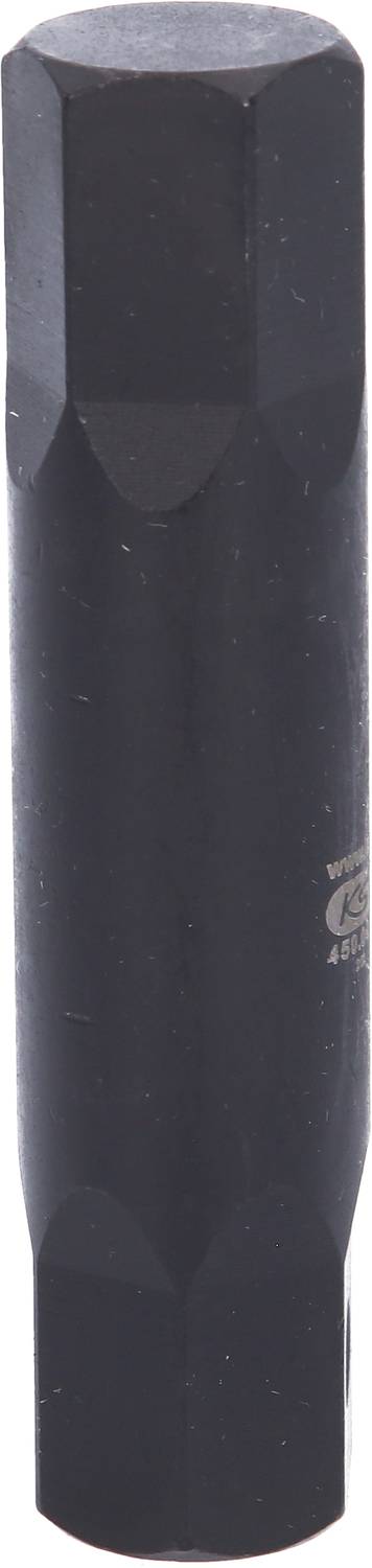 Ein schwarzer Steckschlüsseleinsatz mit sechskantiger Form. Geeignet für mechanische Anwendungen.