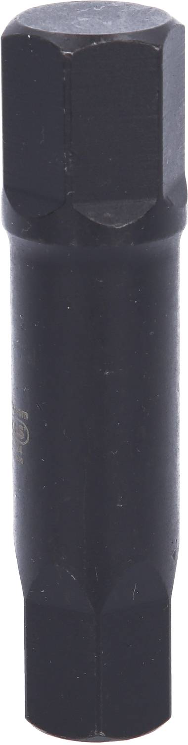 Schwarzes Metall-Werkzeug mit sechsseitigem Kopf und langem Schaft, vermutlich ein Inbusschlüssel-Einsatz.