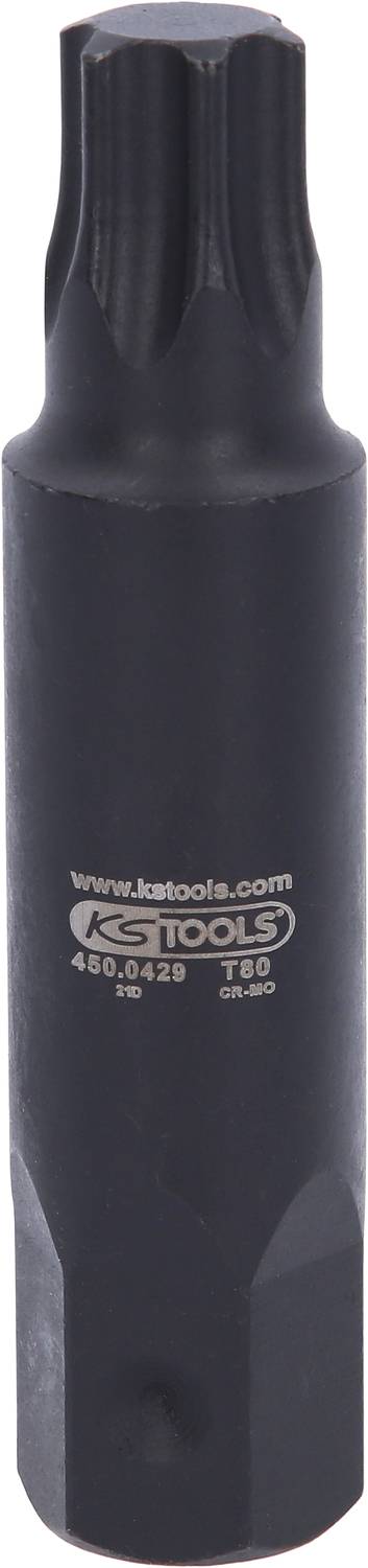 Schwarzer Schraubendrehereinsatz mit T60 Torx-Spitze, geeignet für manuelle und maschinelle Anwendungen.