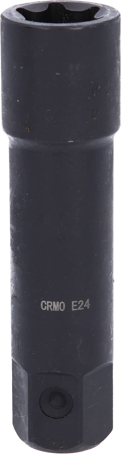 Schwarze Schraubenschlüssel-Hülse aus Chrom-Molybdän-Stahl mit Markierung 'CRMO E24', verwendet zum Festziehen oder Lösen von Schraubenmuttern.