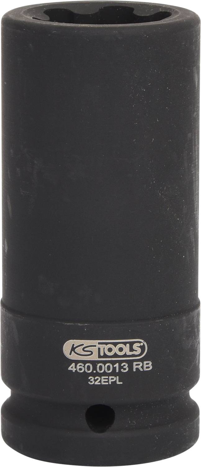 Schwarze Stecknuss mit KS Tools Markenlogo und Modellnummer 460.0013 RB, Größe 32EPL.