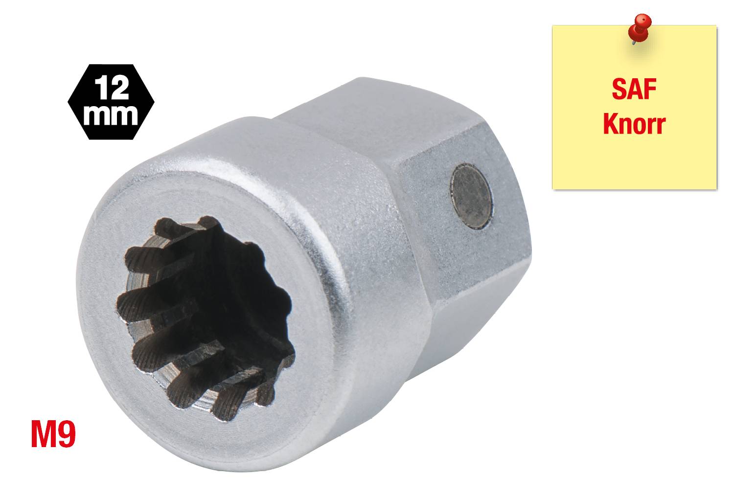 KS Tools 460.2619 Spezialeinsatz Vielzahn M9 mit Magnet, für SAF und Knorr Sättel