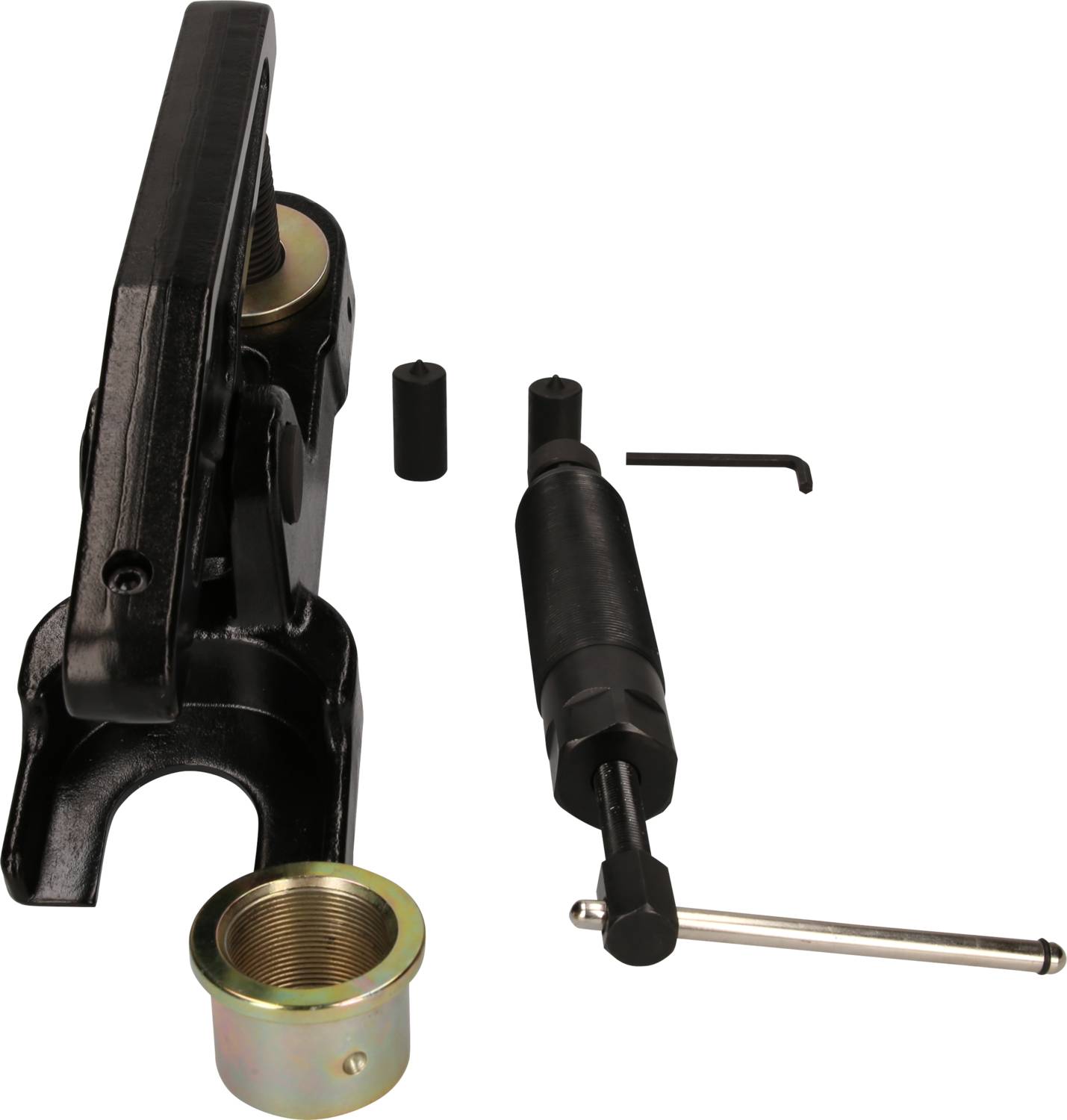 Hydraulisches Trennwerkzeug: Bestimmt zum Trennen von Maschinenkomponenten. Bestehend aus Spannvorrichtung, Kupplungsstück und Inbusschlüssel.